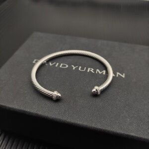 David Yurman Silver Twisted Cable Open Cuff Bracelet